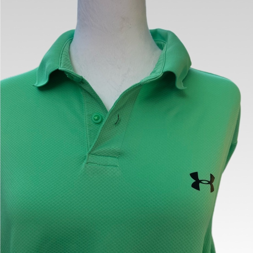 CHAMPION PERFORMANCE Under Armour Green Polo Shirt SIZE L - Picture 2 of 4